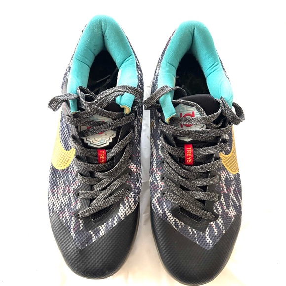 Nike Sneakers KD Trey 5 II China Black with Teal and Gold Accents SZ 8 Worn 1X - Picture 11 of 13